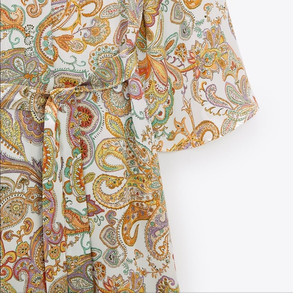 ZARA BNWT Flowy Printed Shirt Dress - Picture 7 of 10